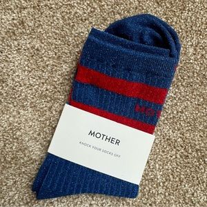Mother Denim Baby Steps Mother “Effer” Lurex Blue/Red Socks